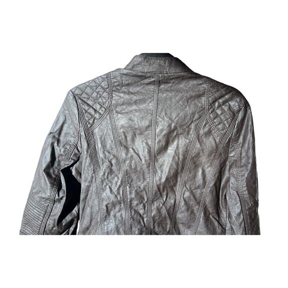 Women's Cavalini Brown Faux‎ Leather Jacket with Quilted Accents Size Medium - Picture 6 of 8